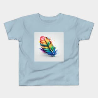 Rainbow quill feather pen Kids T-Shirt